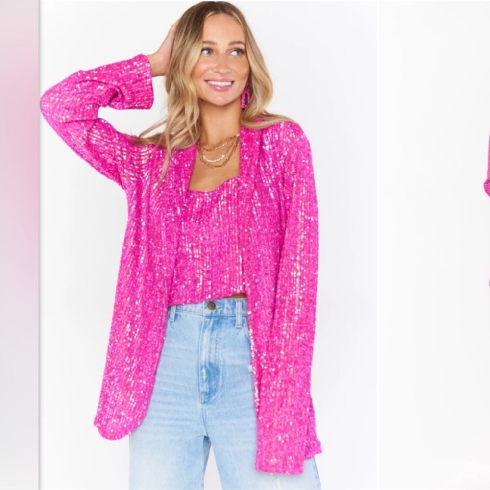 Show Me Your MuMu pink sequin Dance blazer